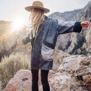 Anthropologie Pilcro Jadira Denim Kimono Jacket - Tonal Blue - M